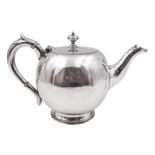 Small Victorian silver bullet shaped teapot