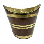 George III mahogany and brass bound peat bucket