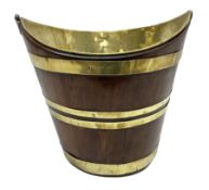 George III mahogany and brass bound peat bucket