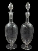 Pair of Edwardian Stourbridge style glass claret decanters and stoppers