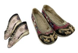 Two pairs of late 19th/early 20th century Chinese Lotus shoes for binding feet
