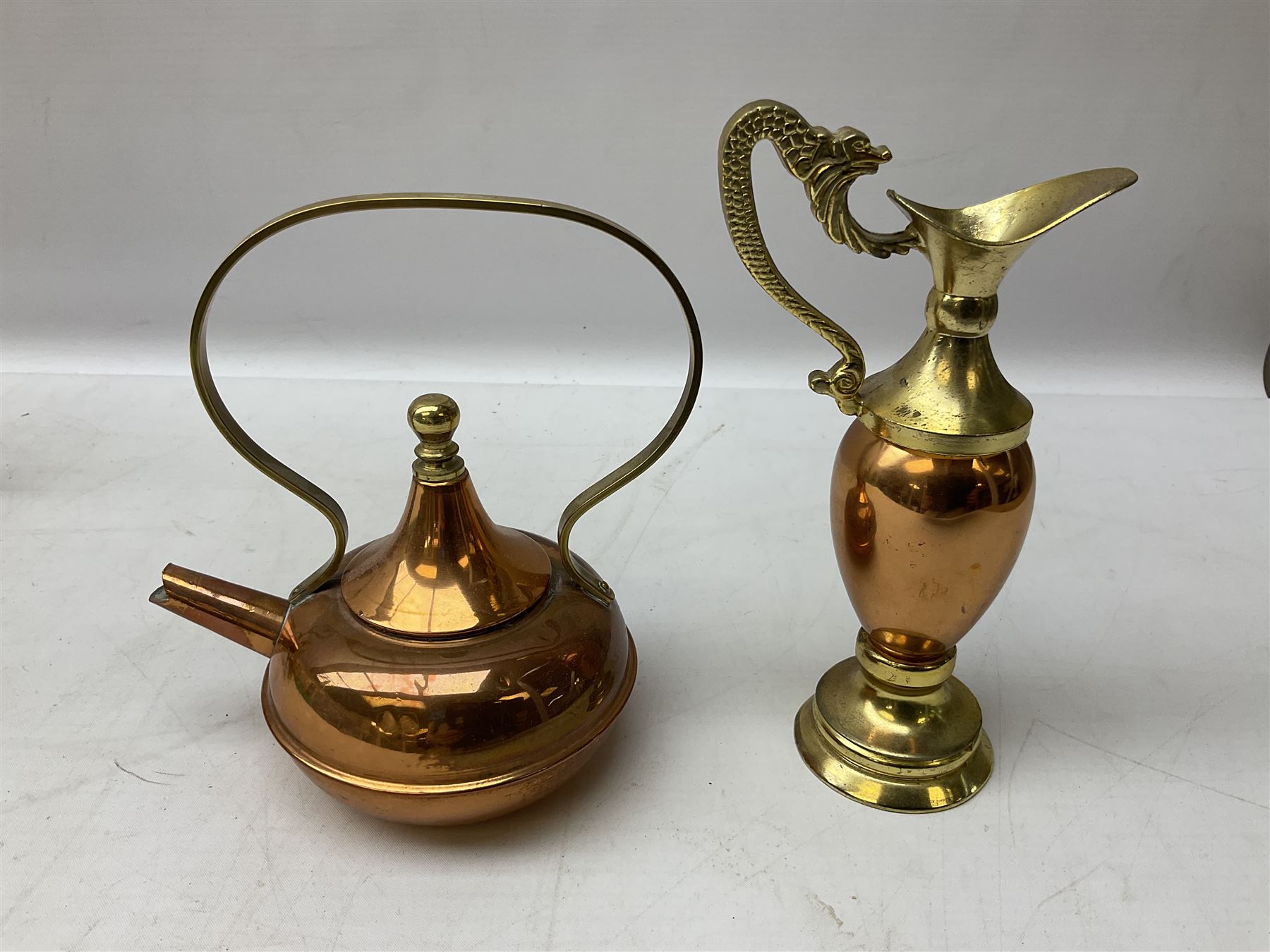 Ornate brass inkstand with ceramic inkwell - Image 9 of 12