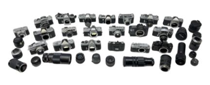 Collection of camera bodies and lenses