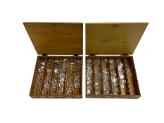 Two boxes of assorted acrylic glasses for wrist and pocket watches