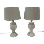 Pair of composite grey table lamps