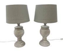 Pair of composite grey table lamps