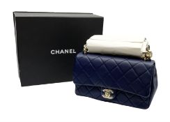 Chanel quilted flap bag of lambskin leather with light gold tone hardware