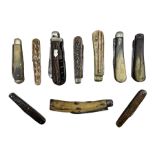 Horn and antler folding knives including Saynor