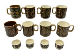 Collection of 1970s Hornsea mugs designed by John Clappison