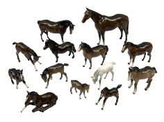 Thirteen Beswick horse figures
