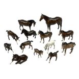 Thirteen Beswick horse figures