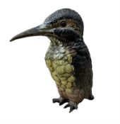 After Franz Bergmann (1861-1936): Austrian cold painted bronze figure of a kingfisher