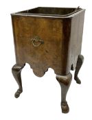 Queen Anne style figured walnut square jardiniere