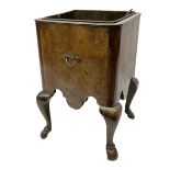 Queen Anne style figured walnut square jardiniere