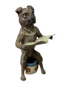 After Franz Bergmann (1861-1936): Austrian cold painted bronze figure of a pug dog reading a book