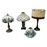Three Tiffany style table lamps with leaded shades