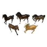 Five Beswick horse figures