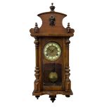 Compact German striking wall clock in the Viennese style c 1910