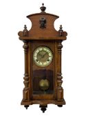 Compact German striking wall clock in the Viennese style c 1910