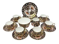 Royal Crown Derby Imari 2451 pattern part tea set comprising six cups and saucers