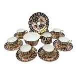 Royal Crown Derby Imari 2451 pattern part tea set comprising six cups and saucers