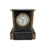 Belgium slate mantle clock c1880 with a flat top and break front case