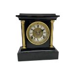 American slate/metal cased mantle clock c1890 with a spring driven eight-day striking movement strik