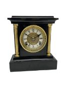 American slate/metal cased mantle clock c1890 with a spring driven eight-day striking movement strik