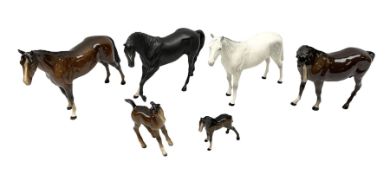 Six Beswick horse figures