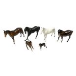 Six Beswick horse figures