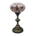 Large brushed metal effect table lamp with glass mosaic shade