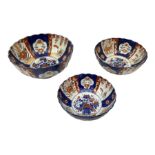 Set of three graduating Japanese Imari bowls