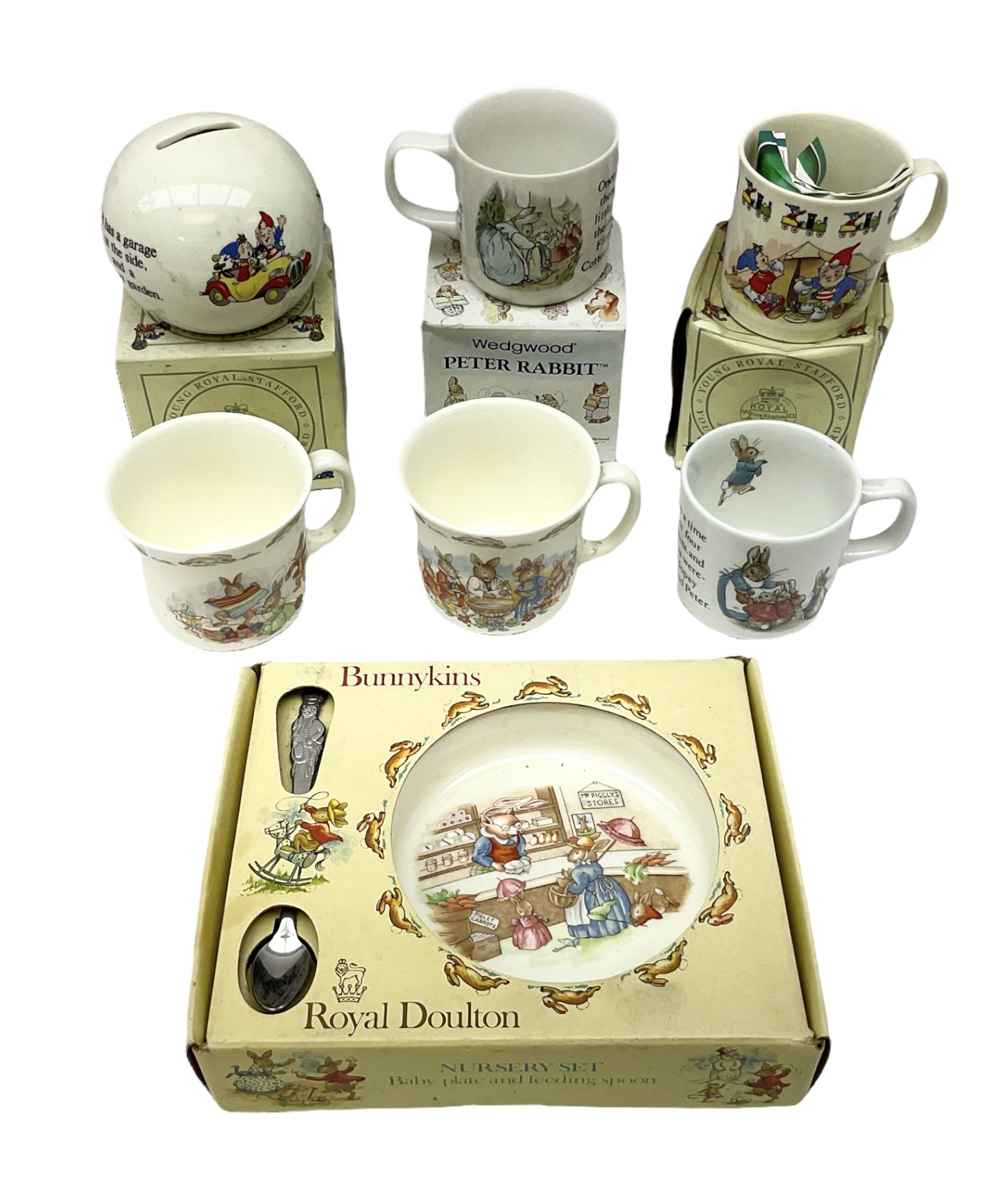 Royal Doulton Bunnykins nursery set in box and two cups