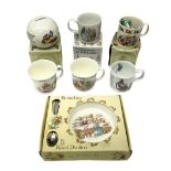Royal Doulton Bunnykins nursery set in box and two cups