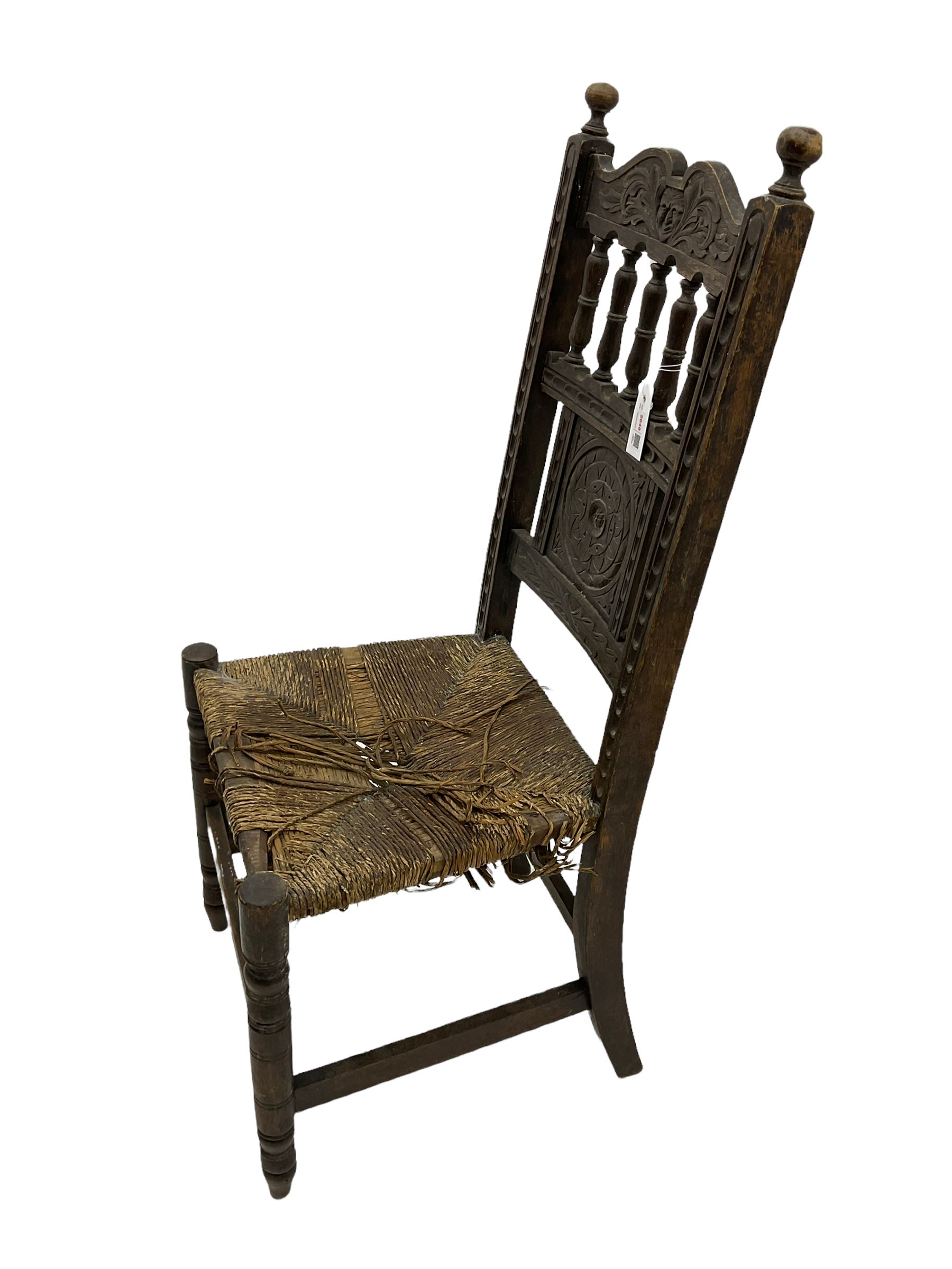 Early oak barley twist chair and a carved chair - Image 2 of 5