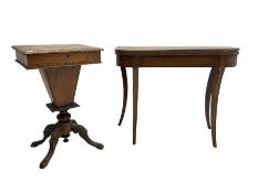 19th century inlaid walnut sewing table (49cm x 38cm