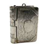 Edwardian silver plated combination vesta case and stamp holder in the form of a book