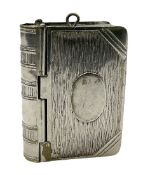 Edwardian silver plated combination vesta case and stamp holder in the form of a book