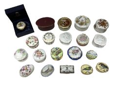 Two Crummles enamel trinket boxes to include William Wordsworth example and a larger example decorat