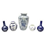 Chinese blue and white vase of baluster form decorated with lotus flowers