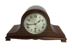 Mid 20th century mahogany cased Tambour mantle clock