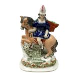 Victorian Staffordshire figure group of St George and the Dragon