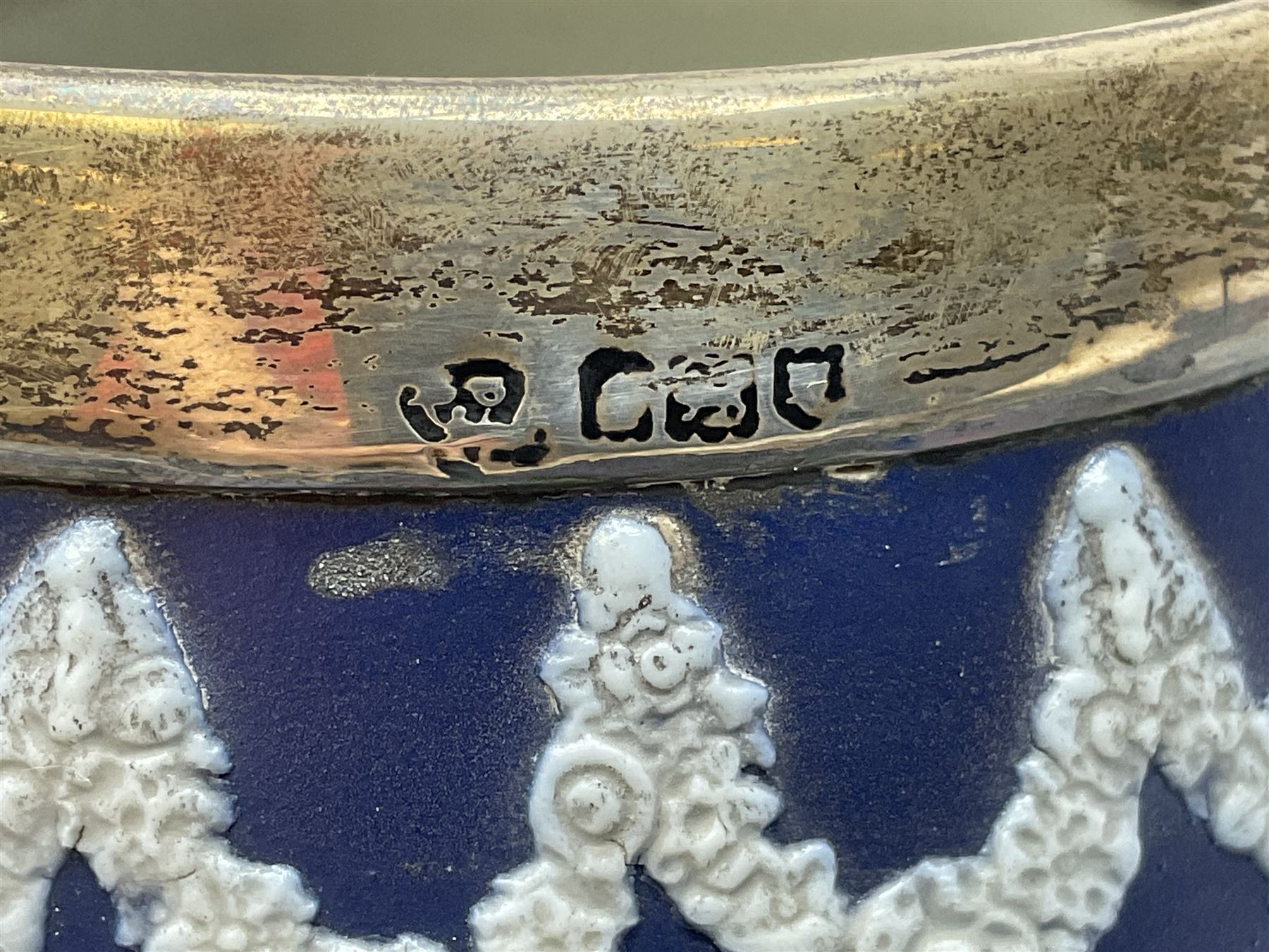 Adams Tunstall blue Jasperware jug with silver collar - Image 4 of 7