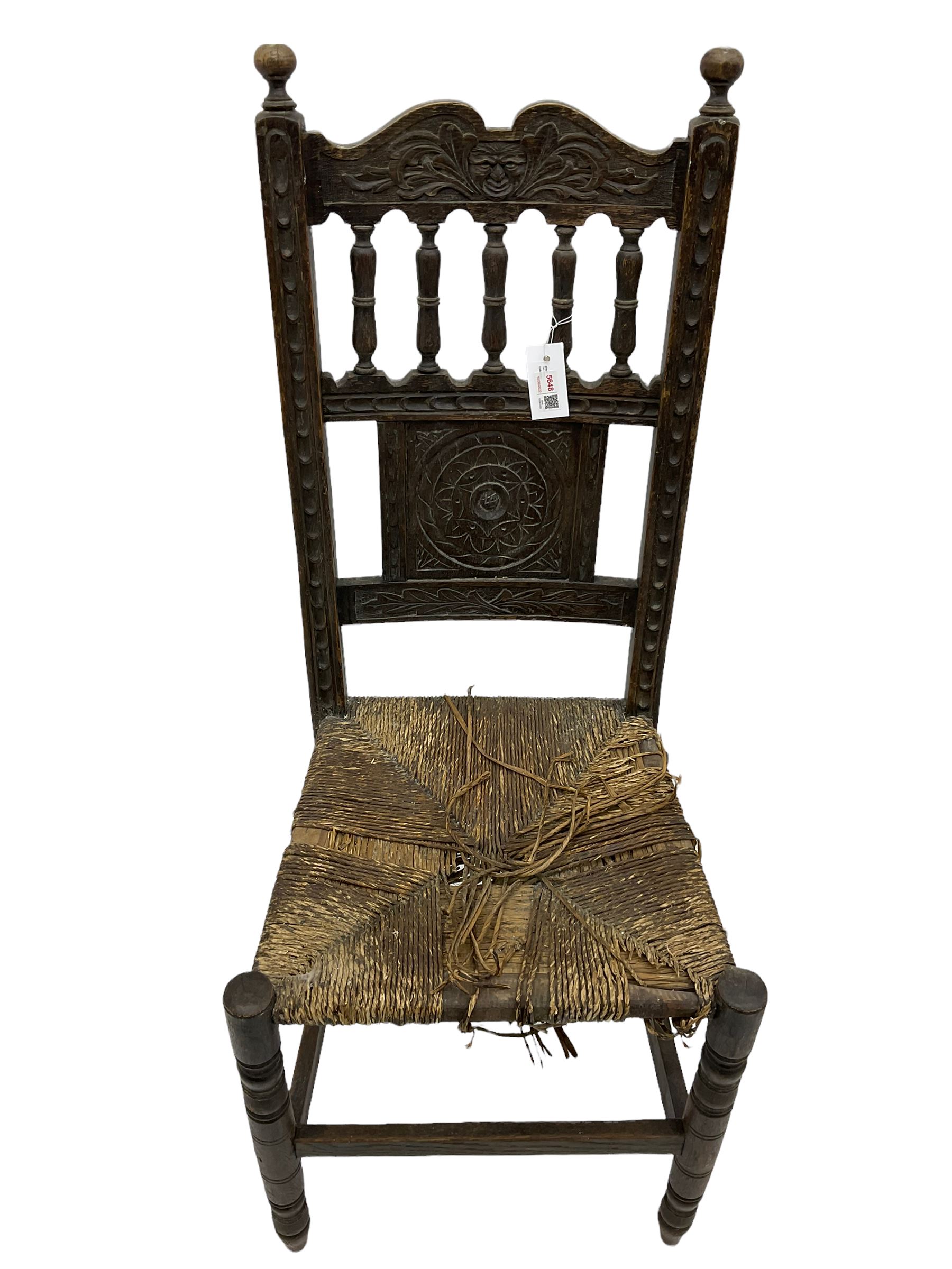 Early oak barley twist chair and a carved chair - Image 4 of 5