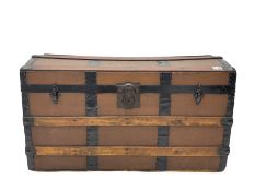 Mid to late 20th century metal and wooden bound chest