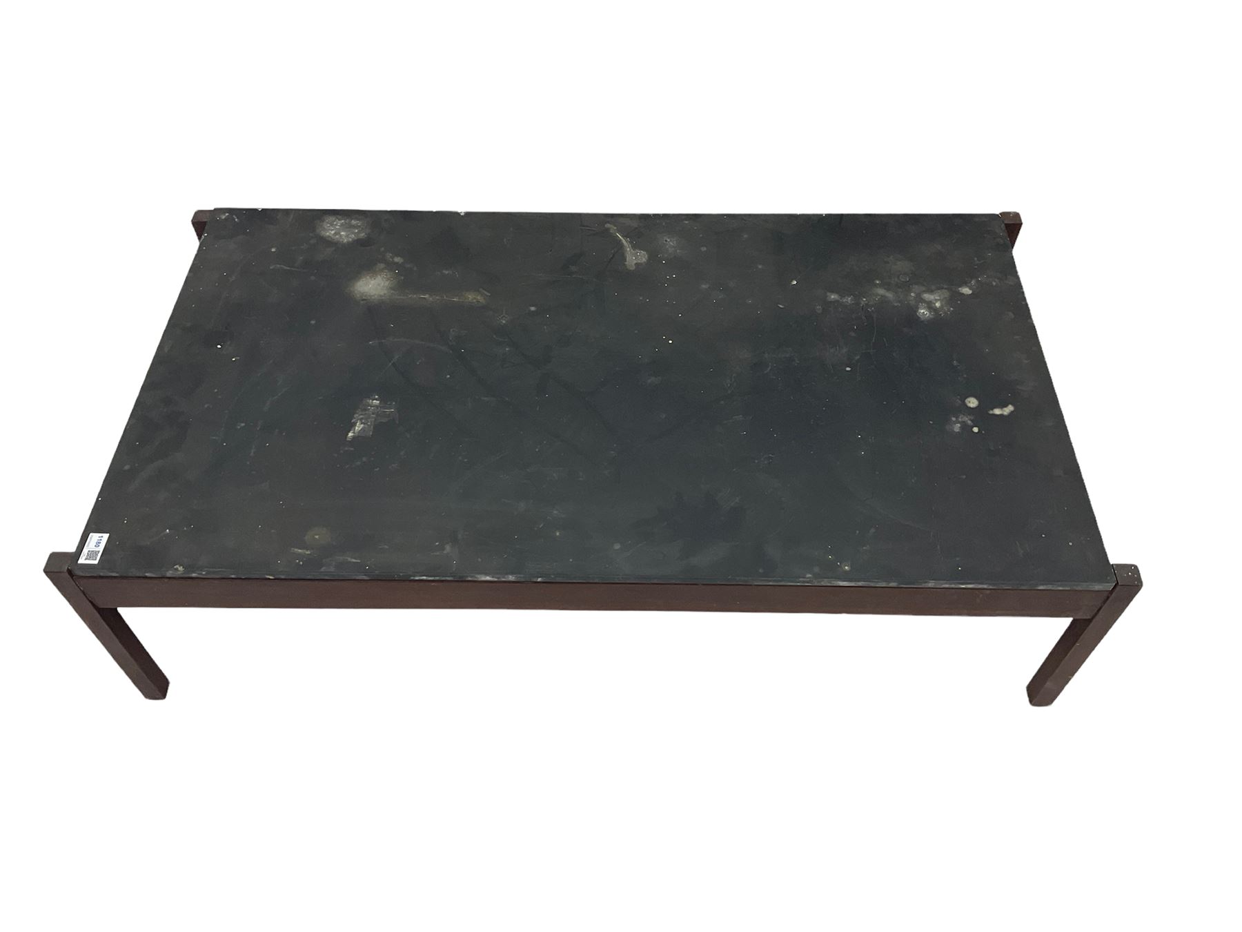 Mid-20th century rectangular teak coffee table with black lacquered top (117cm x 61cm - Image 6 of 8