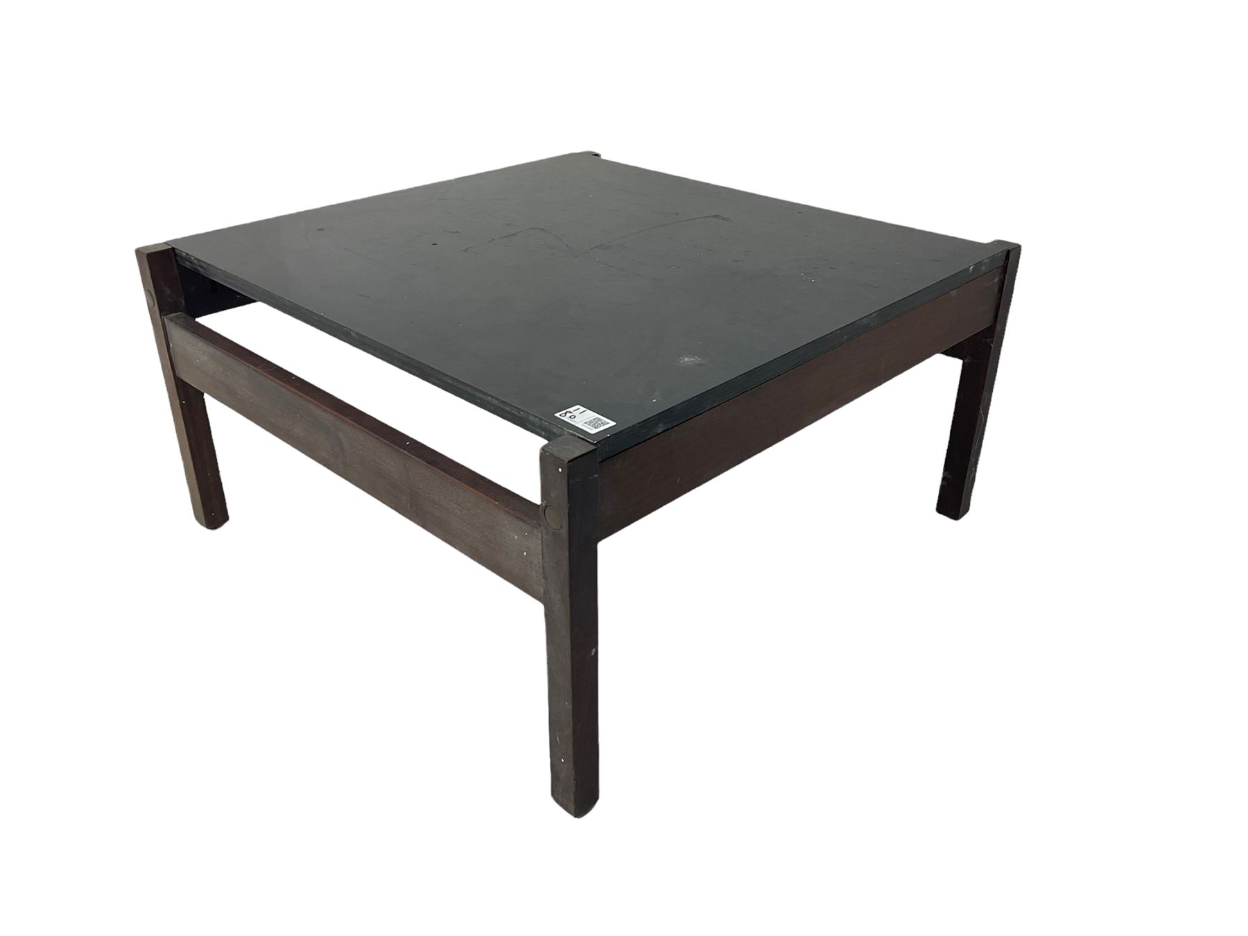 Mid-20th century rectangular teak coffee table with black lacquered top (117cm x 61cm - Image 7 of 8