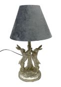 Silvered effect composite table lamp
