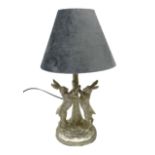 Silvered effect composite table lamp