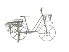 White painted garden bicycle planter